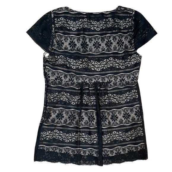 ECI Lace Blouse‎ Women 6 Black Empire Waist Short Sleeve Scoop Neck Whimsigoth - Picture 2 of 16